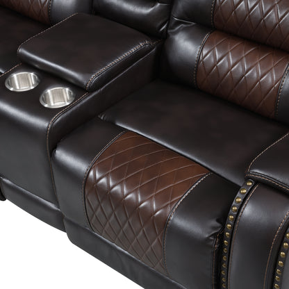 Luxury Reclining Sofa, Corner Sectional Couch Recliner, Brown