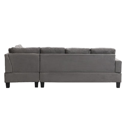 Gray Sectional Couch, Sofa with Chaise and Storage Ottoman