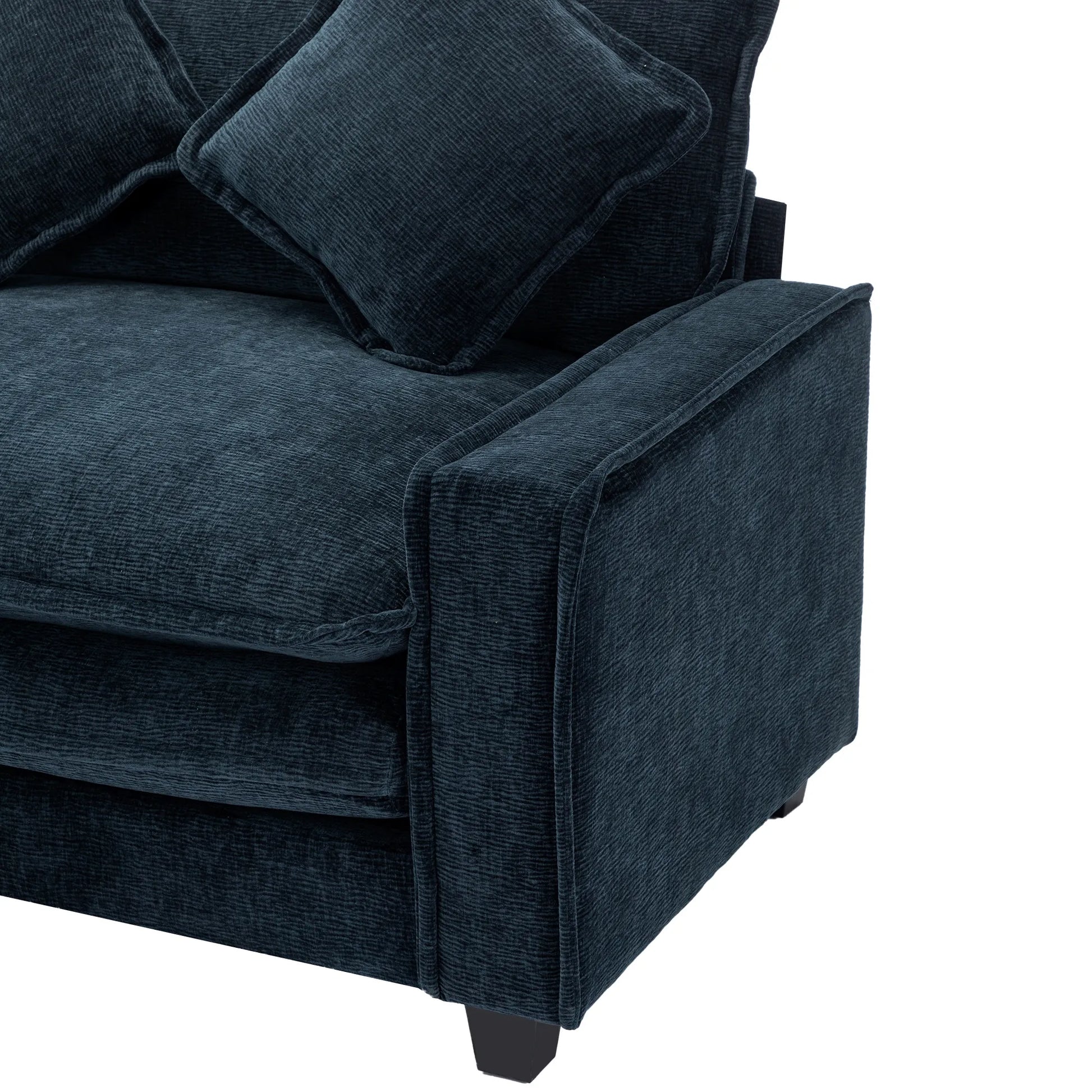 Plush Couch, Deep Seat Couch with Ottomans, Blue