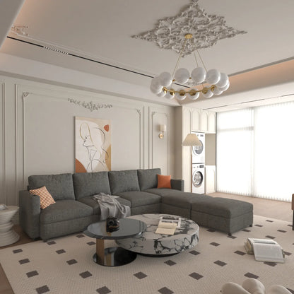 Large Sectional Couch with Storage, Sofa with Chaise- Gray
