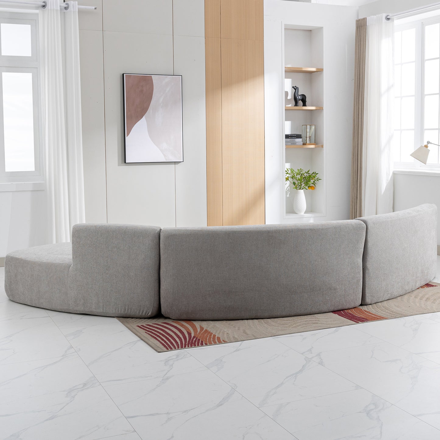 Curved Sofa, Modern Large Sectional Couch - Gray