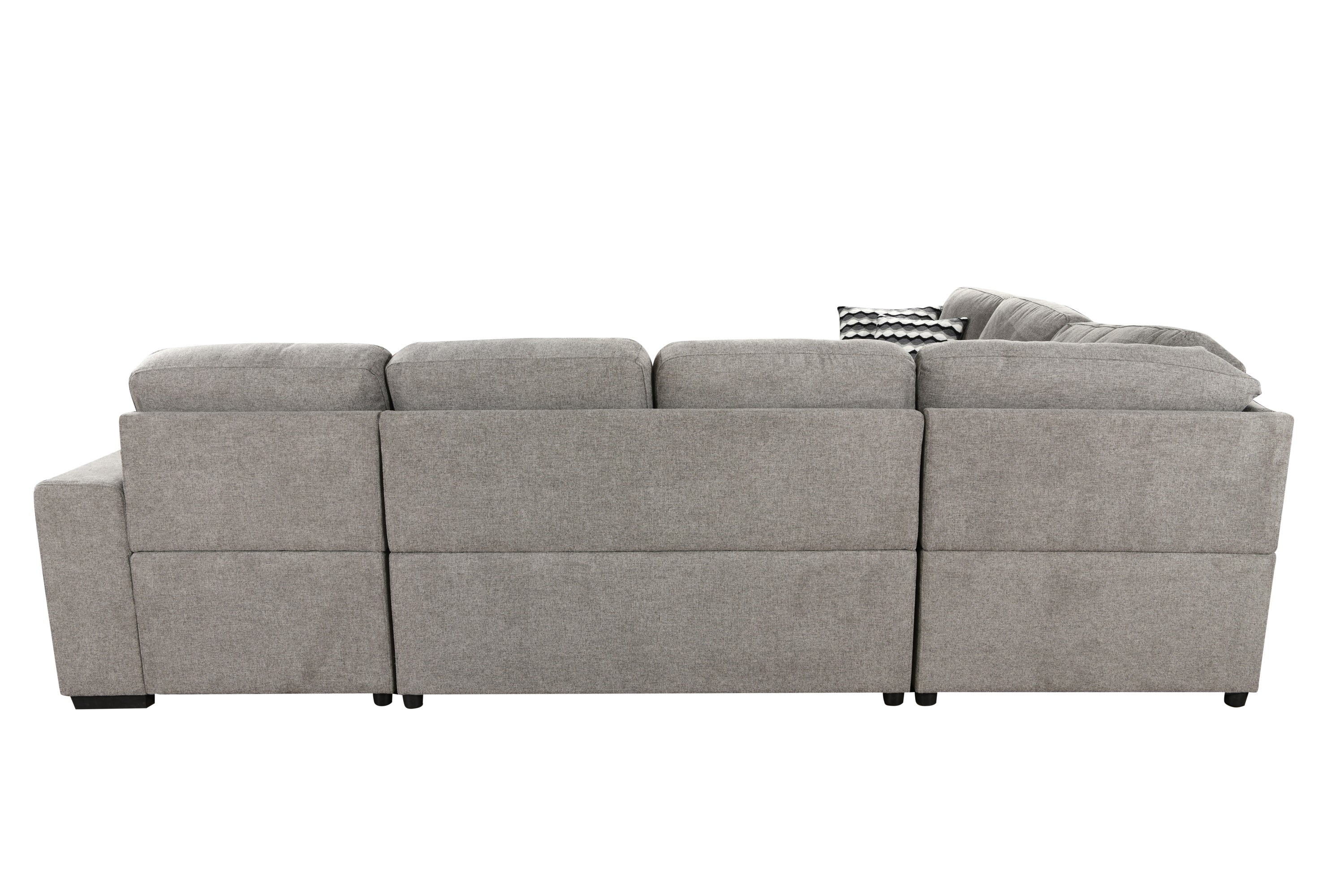 U Shaped Sectional, Sleeper Sofa with Chaise and Storage, Gray