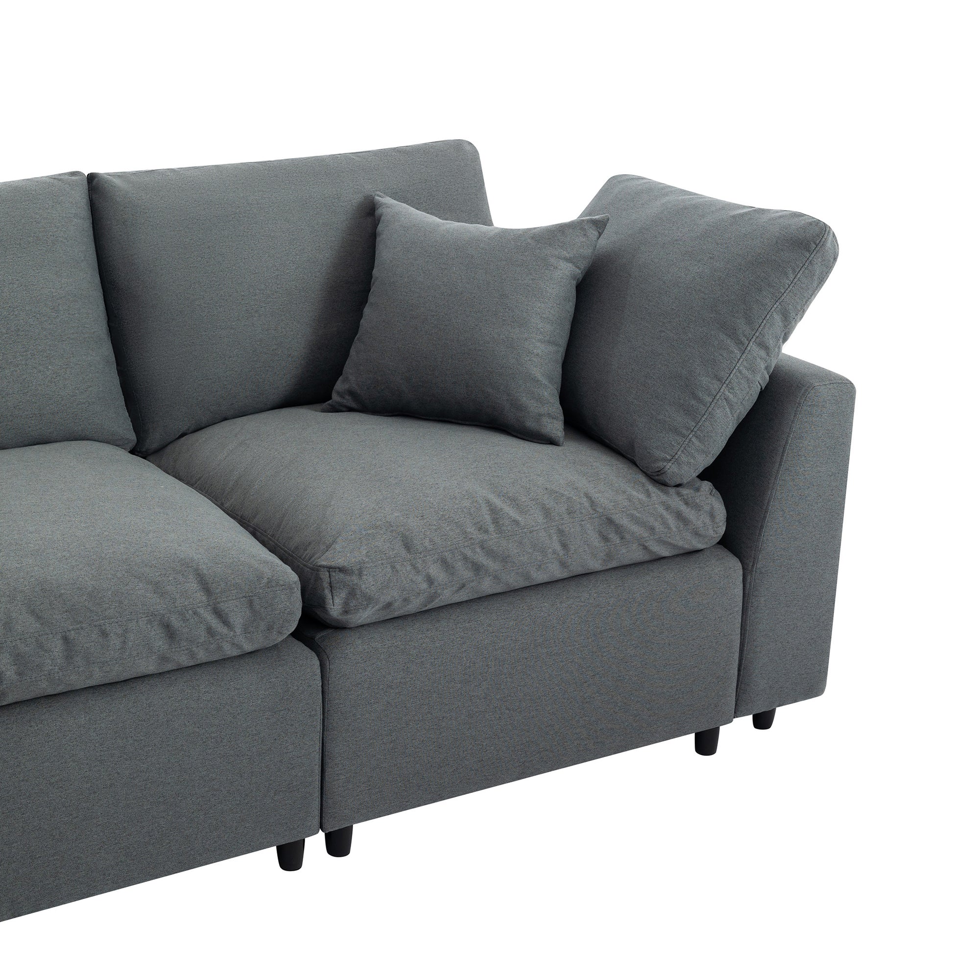 Louie Grey Sectional Couch, Sofa with Ottoman