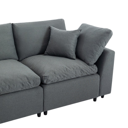 Louie Grey Sectional Couch, Sofa with Ottoman