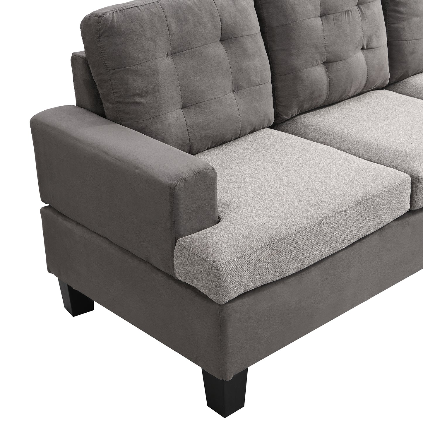 Gray Sectional Couch, Sofa with Chaise and Storage Ottoman