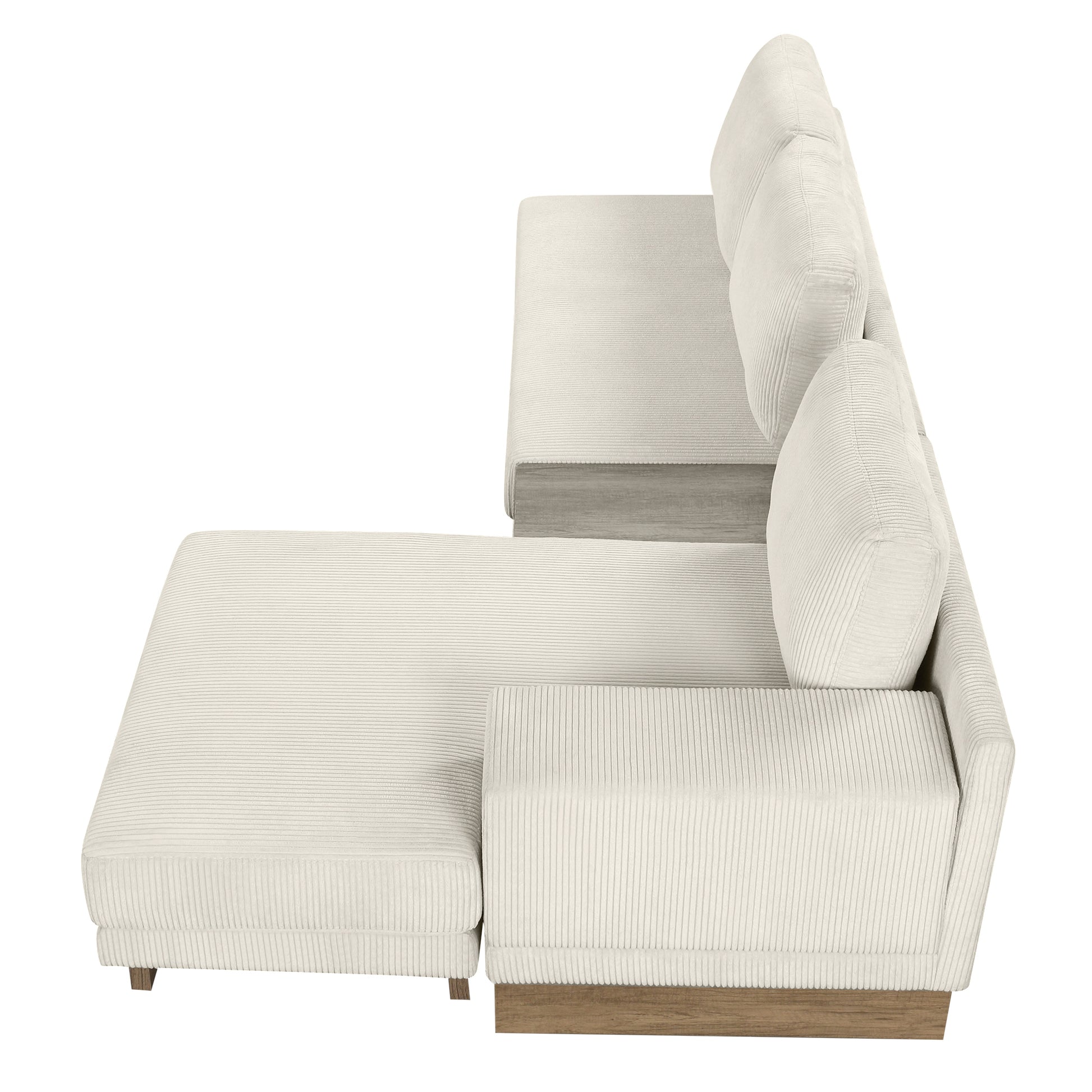 Corduroy Couch, Modern L Shaped Sectional Sofa with Reversible Chaise, Beige