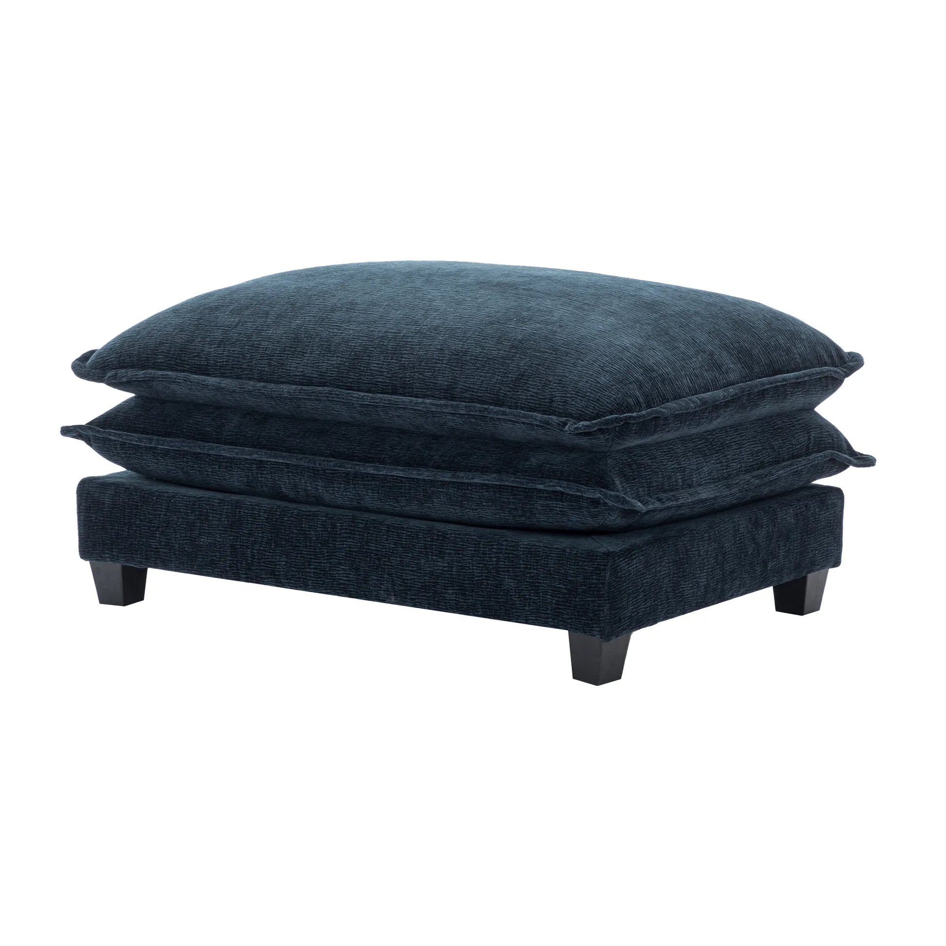 Plush Couch, Deep Seat Couch with Ottomans, Blue