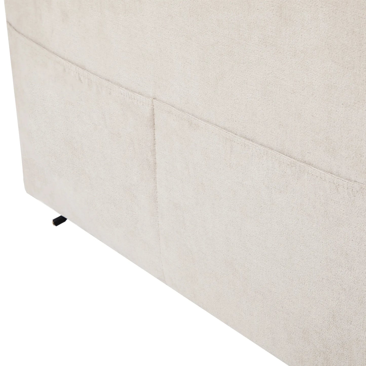 Corduroy Couch with Chaise Sleeper, Sectional Sofa Pull-Out, Beige