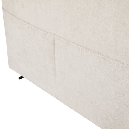 Corduroy Couch with Chaise Sleeper, Sectional Sofa Pull-Out, Beige