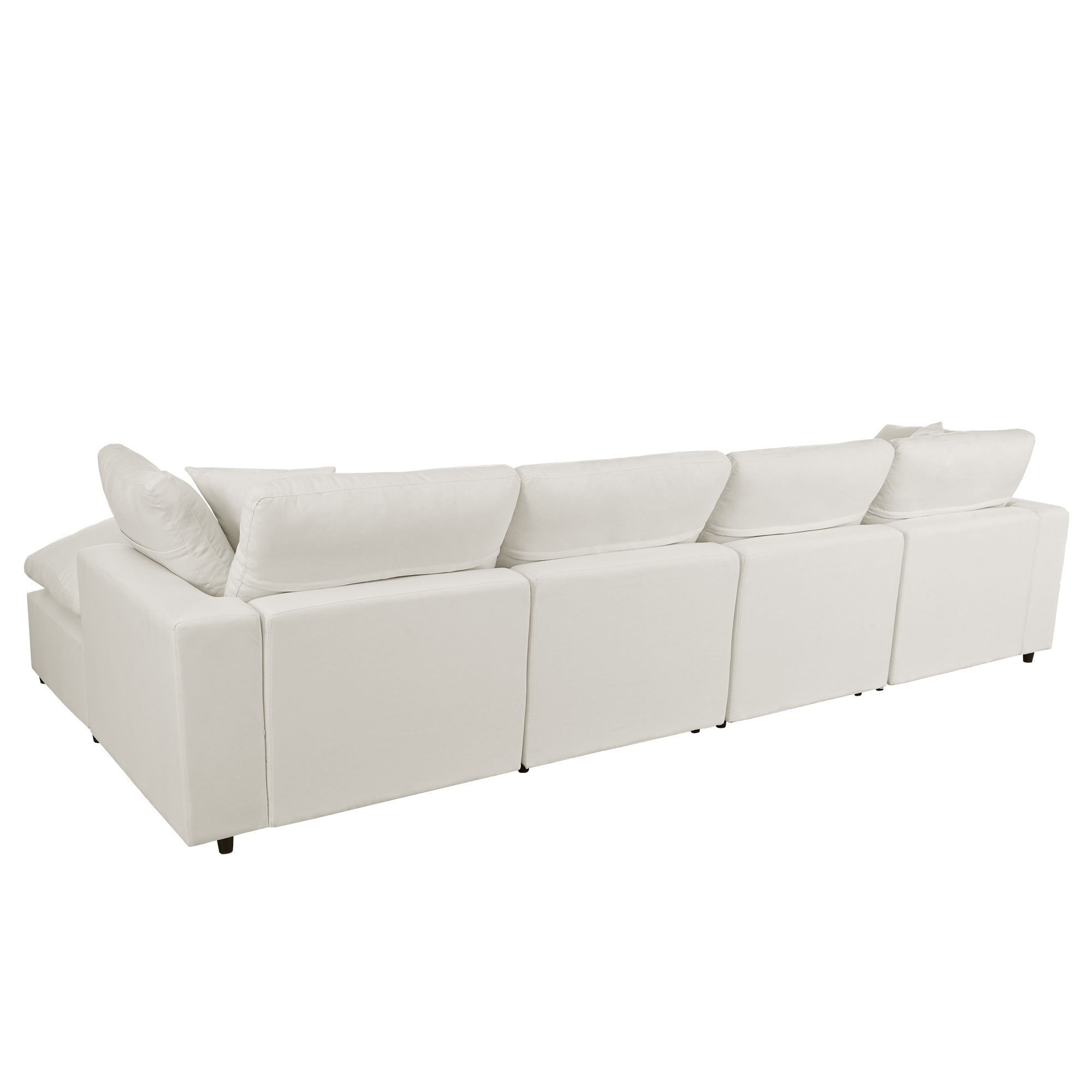 U Shaped Sectional, Large Modular Couch with Ottomans, Beige