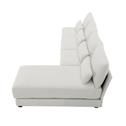 L Shape Couch, Deep Seat Sectional Sofa with Reversible Chaise, Cream
