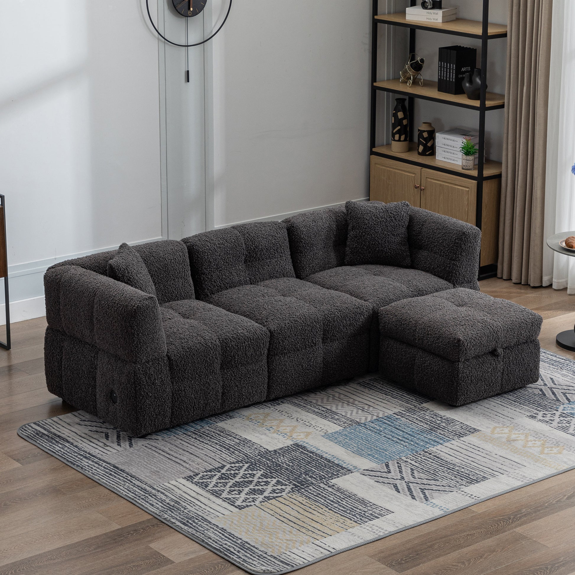 Small Couch, Sectional with Ottoman - Gray