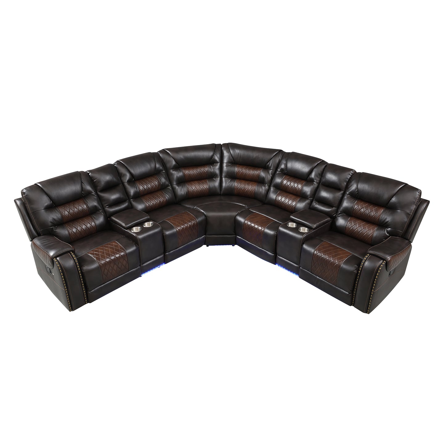 Luxury Reclining Sofa, Corner Sectional Couch Recliner, Brown