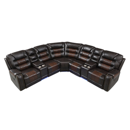 Luxury Reclining Sofa, Corner Sectional Couch Recliner, Brown