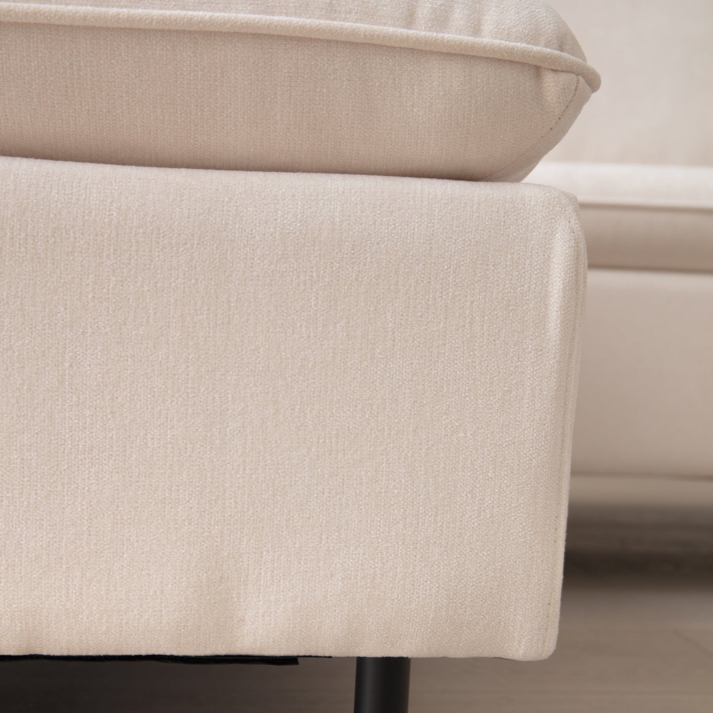 Modern U-Shaped Beige Sectional Sofa, Double Chaise Couch, Beige
