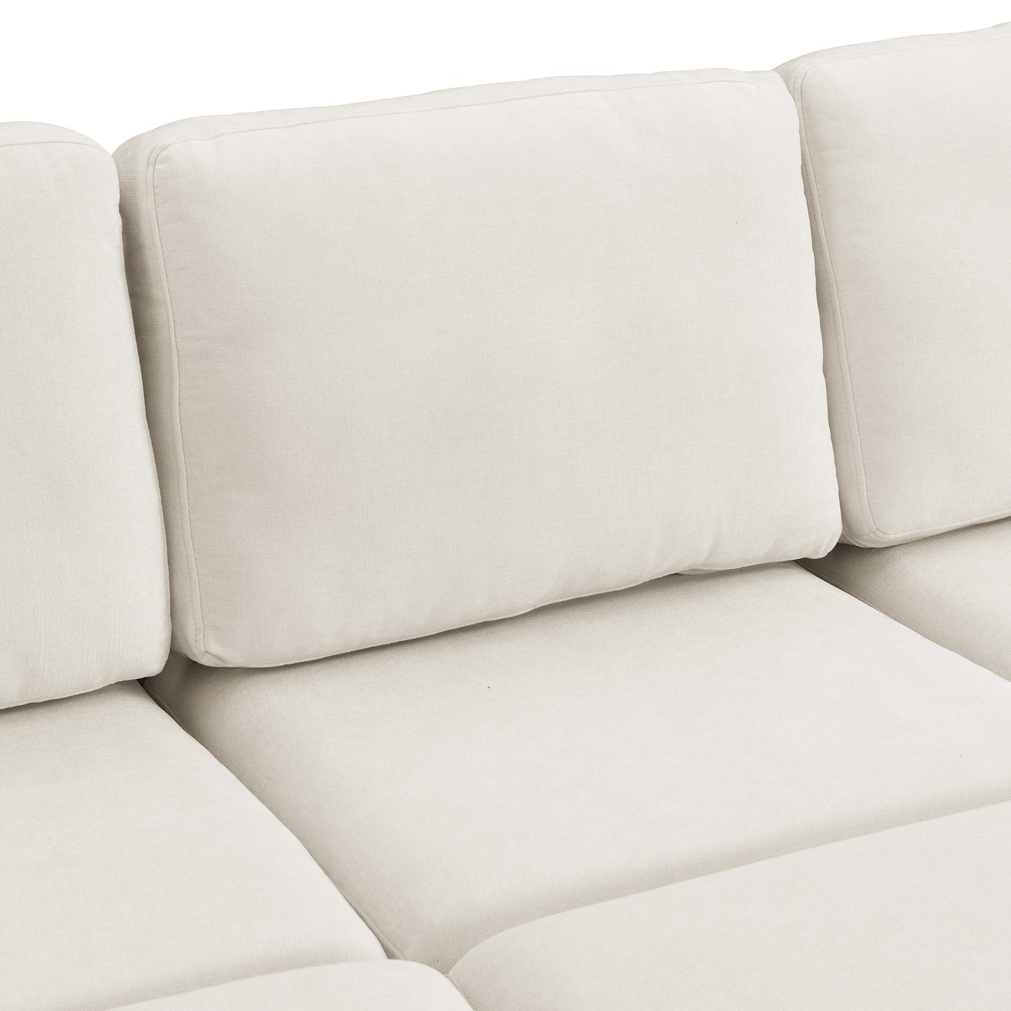 U Shaped Couch, Chenille Sectional Sofa with Ottoman, Beige