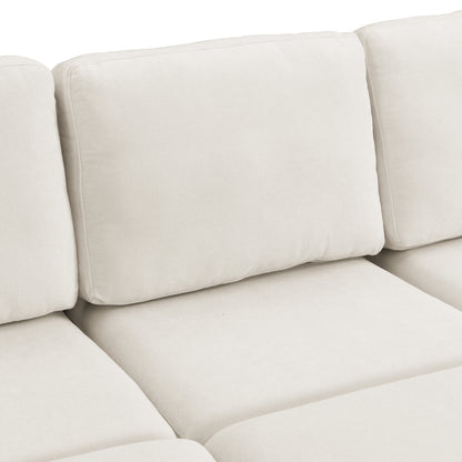U Shaped Couch, Chenille Sectional Sofa with Ottoman, Beige