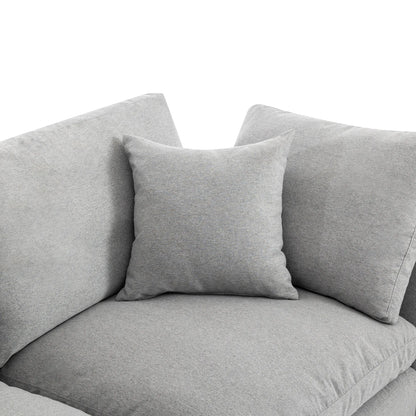 Louie Grey Sectional Couch, Sofa with Ottoman