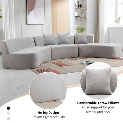 Curved Sofa, Modern Large Sectional Couch - Gray