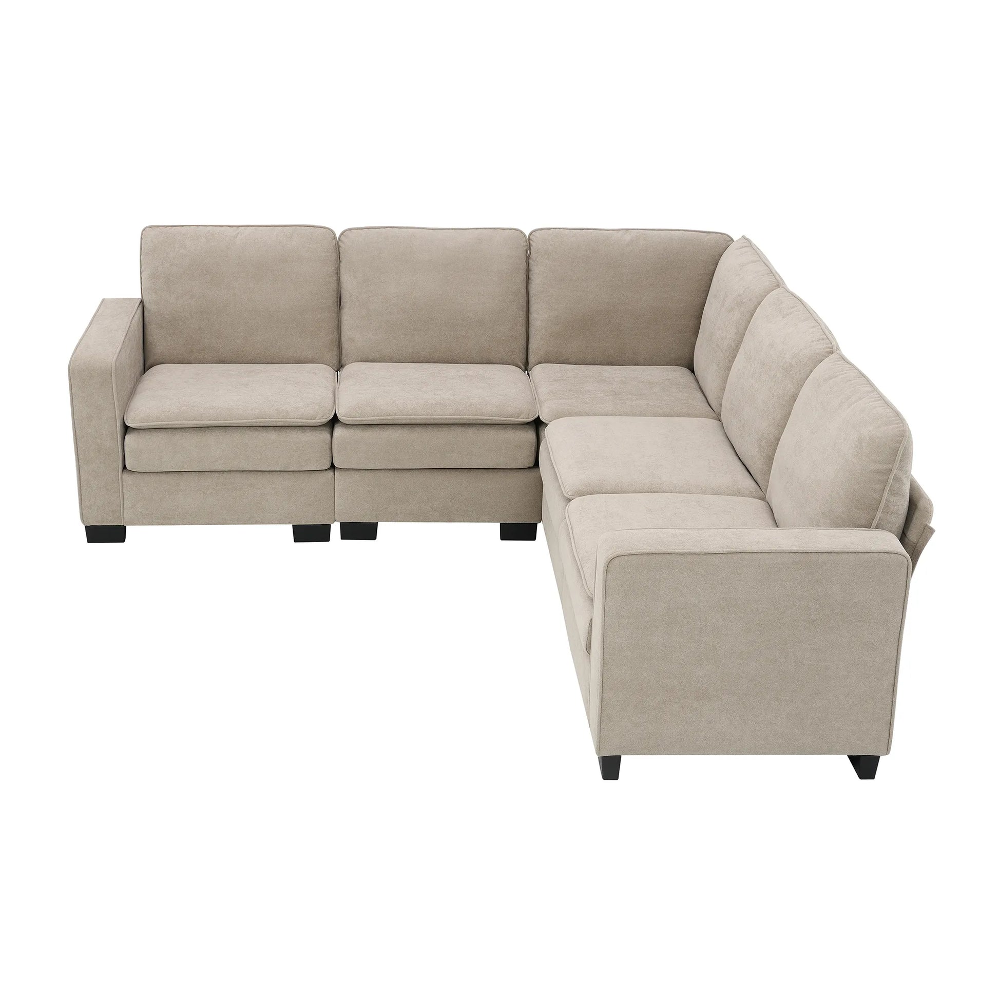Corner Sectional Sofa, L-Shaped Comfy Couch, Khaki