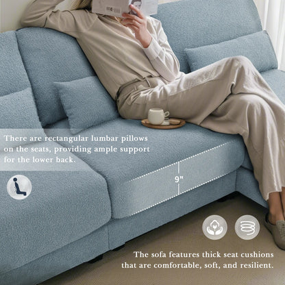 L Shape Couch, Deep Seat Sectional Sofa with Reversible Chaise, Blue