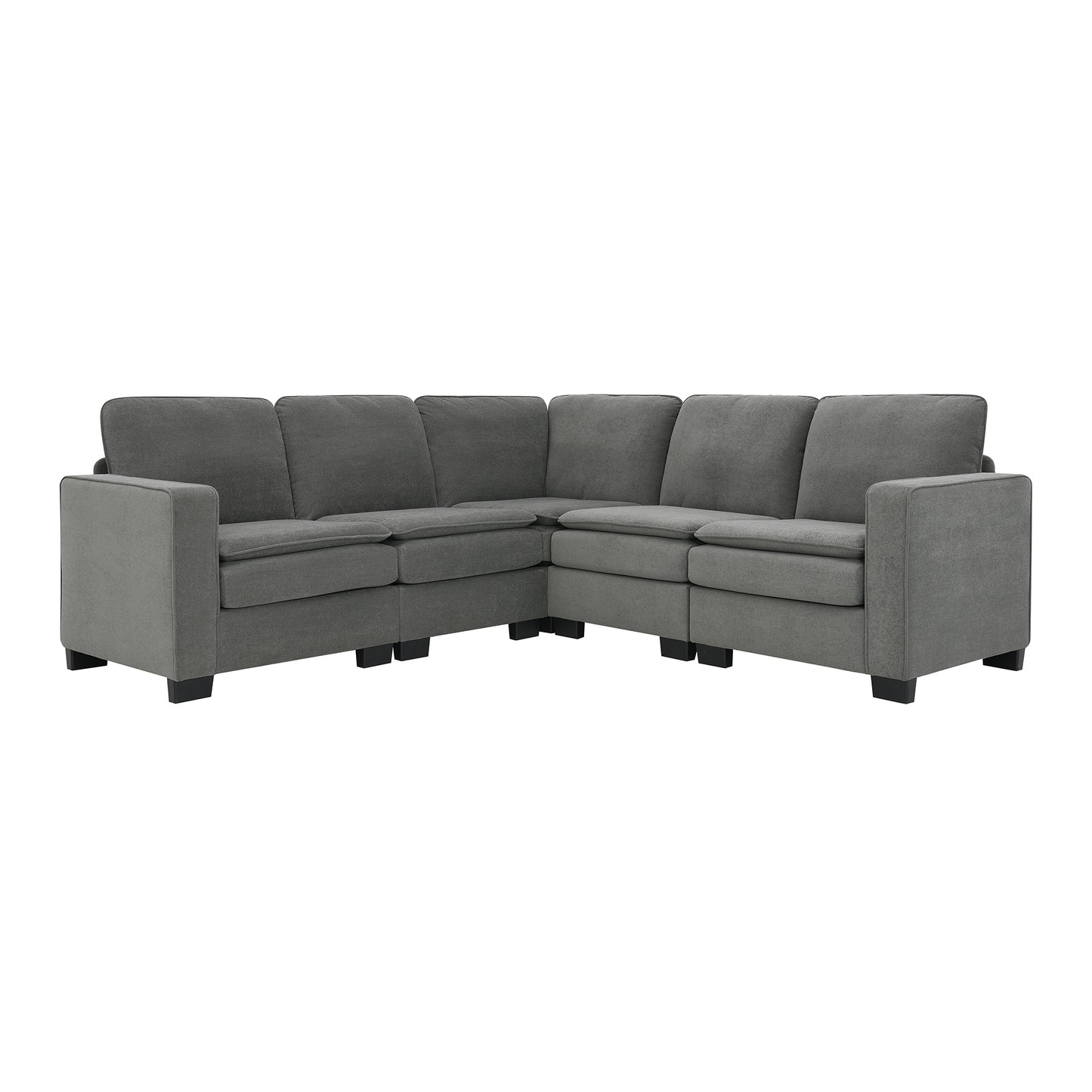 Corner Sectional Sofa, L-Shaped Comfy Couch, Gray