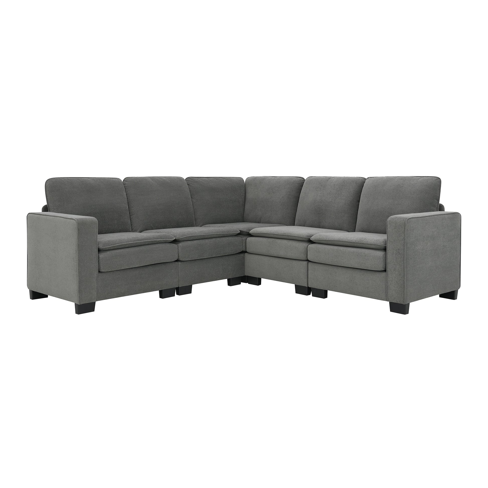 Corner Sectional Sofa, L-Shaped Comfy Couch, Gray