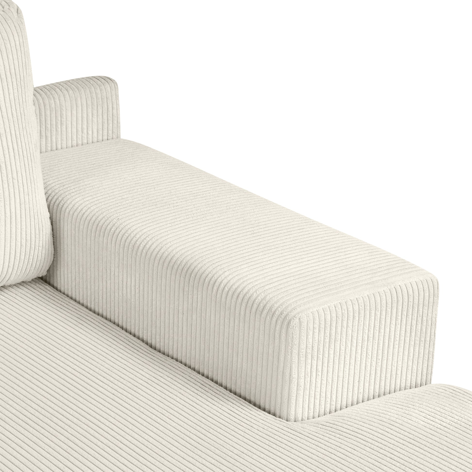 Corduroy Couch, Modern L Shaped Sectional Sofa with Reversible Chaise, Beige