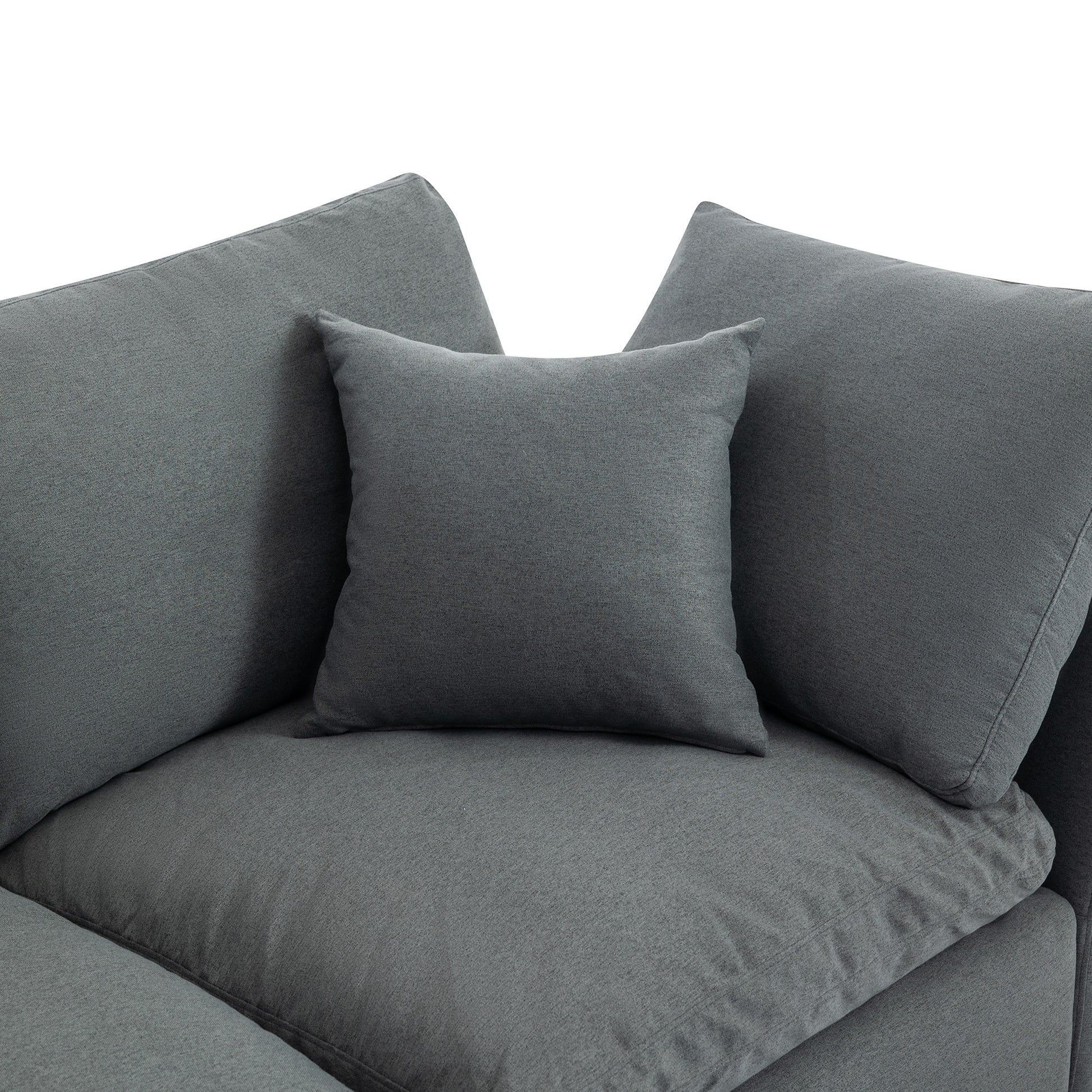 Louie Grey Sectional Couch, Sofa with Ottoman