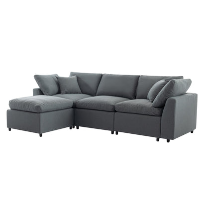 Louie Grey Sectional Couch, Sofa with Ottoman