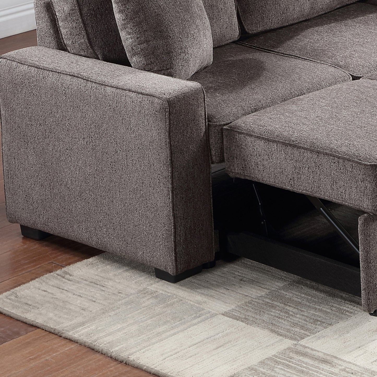 Louie Sleeper Sectional, Couch L Shape - Brown
