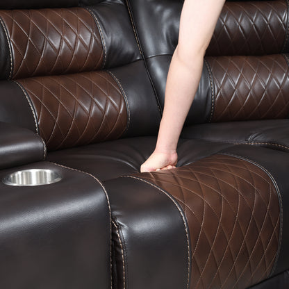 Luxury Reclining Sofa, Corner Sectional Couch Recliner, Brown