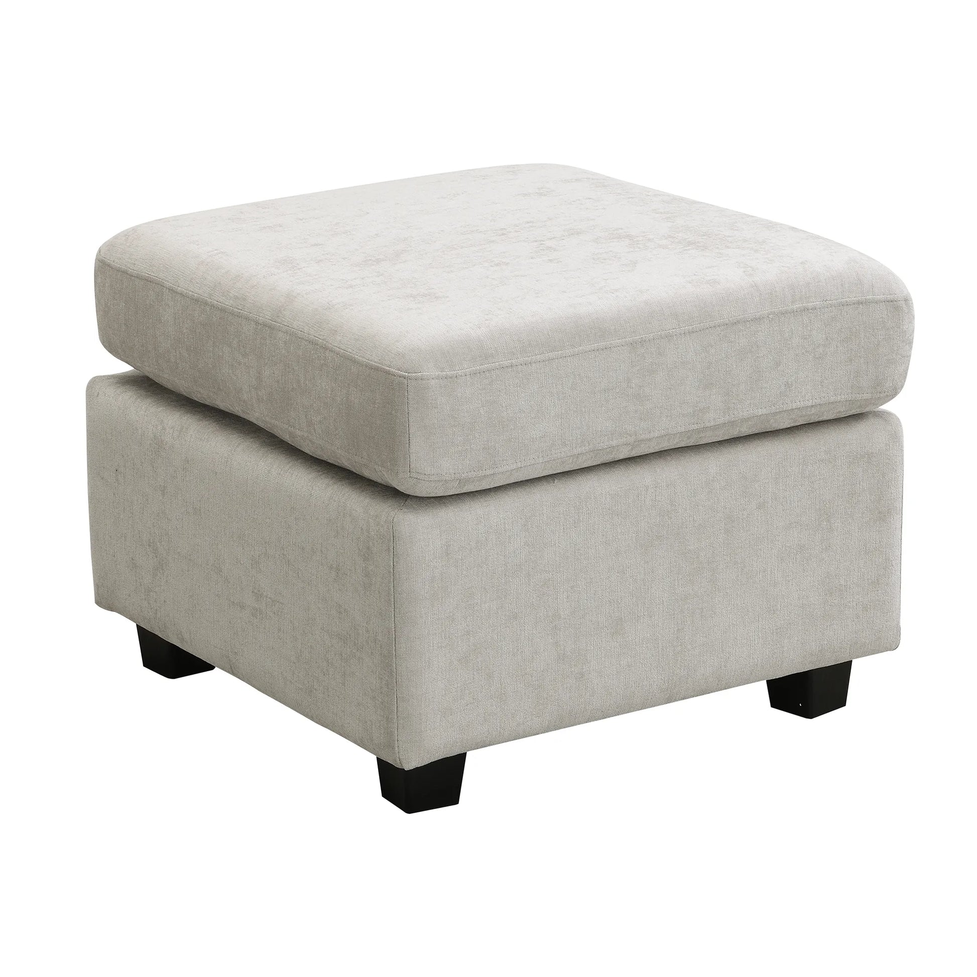 U Shaped Couch, Chenille Sectional Sofa with Ottoman, Grey