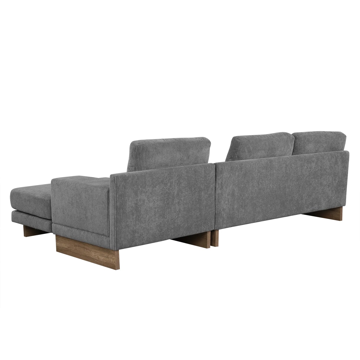 Corduroy Couch, Modern L Shaped Sectional Sofa with Reversible Chaise, Gray