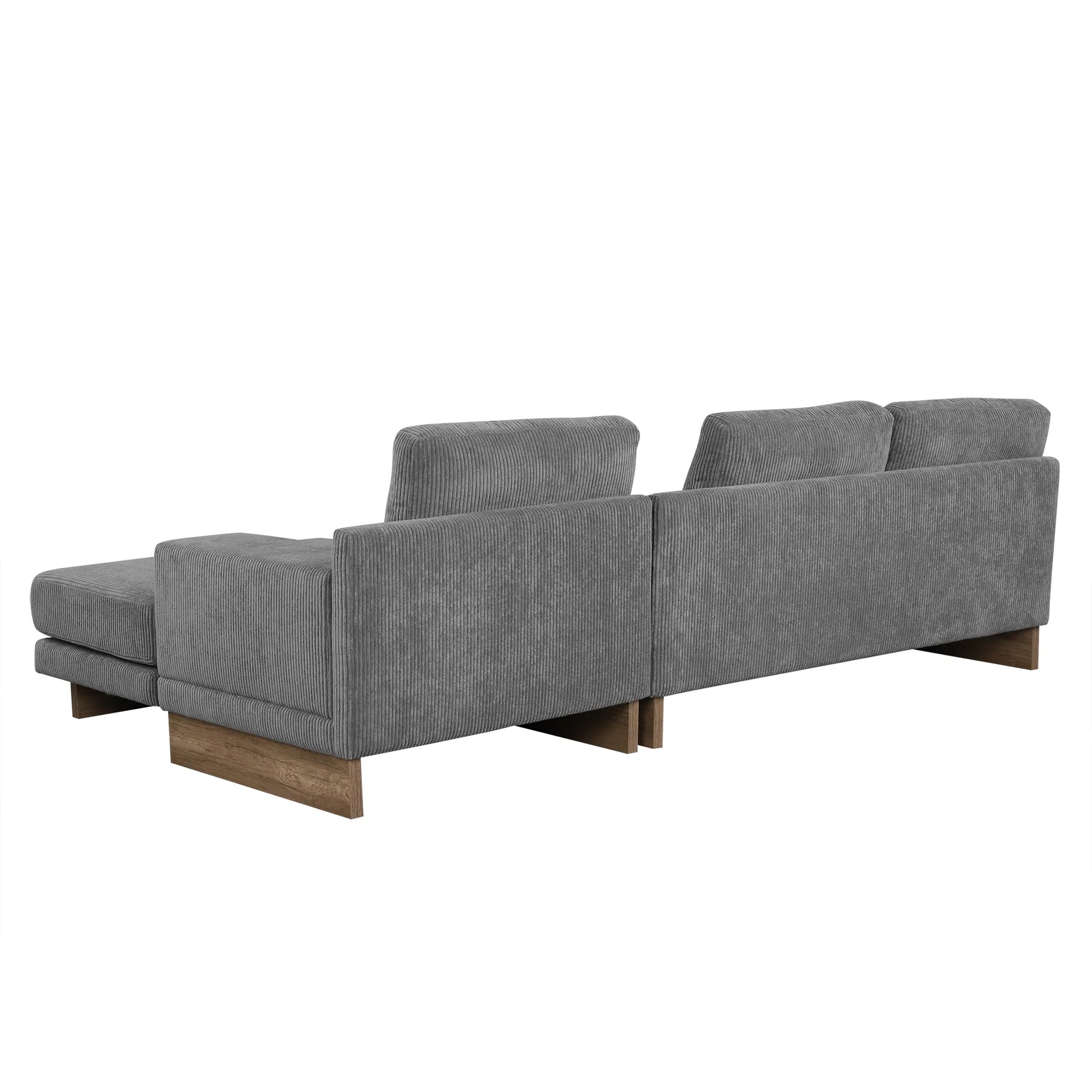 Corduroy Couch, Modern L Shaped Sectional Sofa with Reversible Chaise, Gray