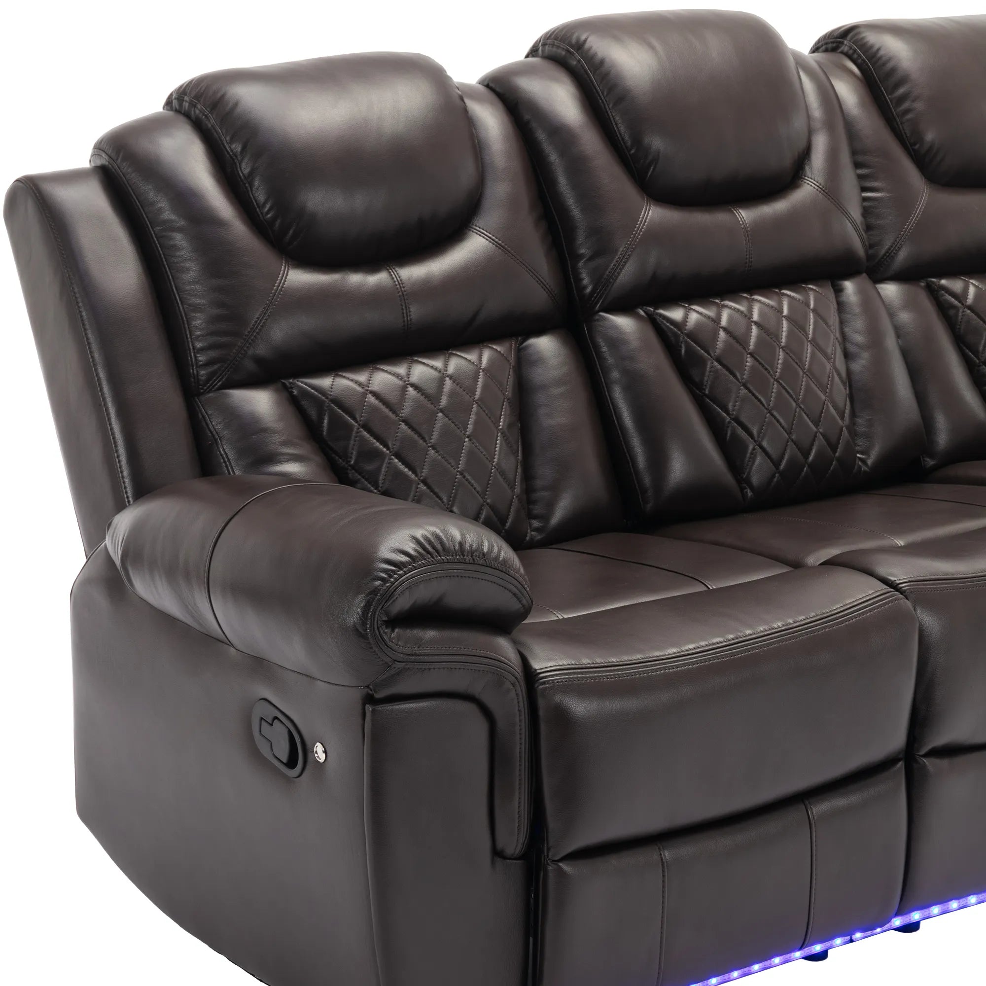 Louie Luxury Recliner Sofa Set, Home Theater Seating with LED Lights