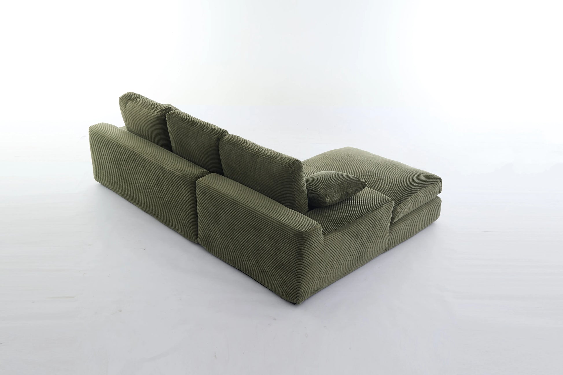 Chaise Lounge Sofa, L Shape Reversible Corduroy Couch Sectional, Green