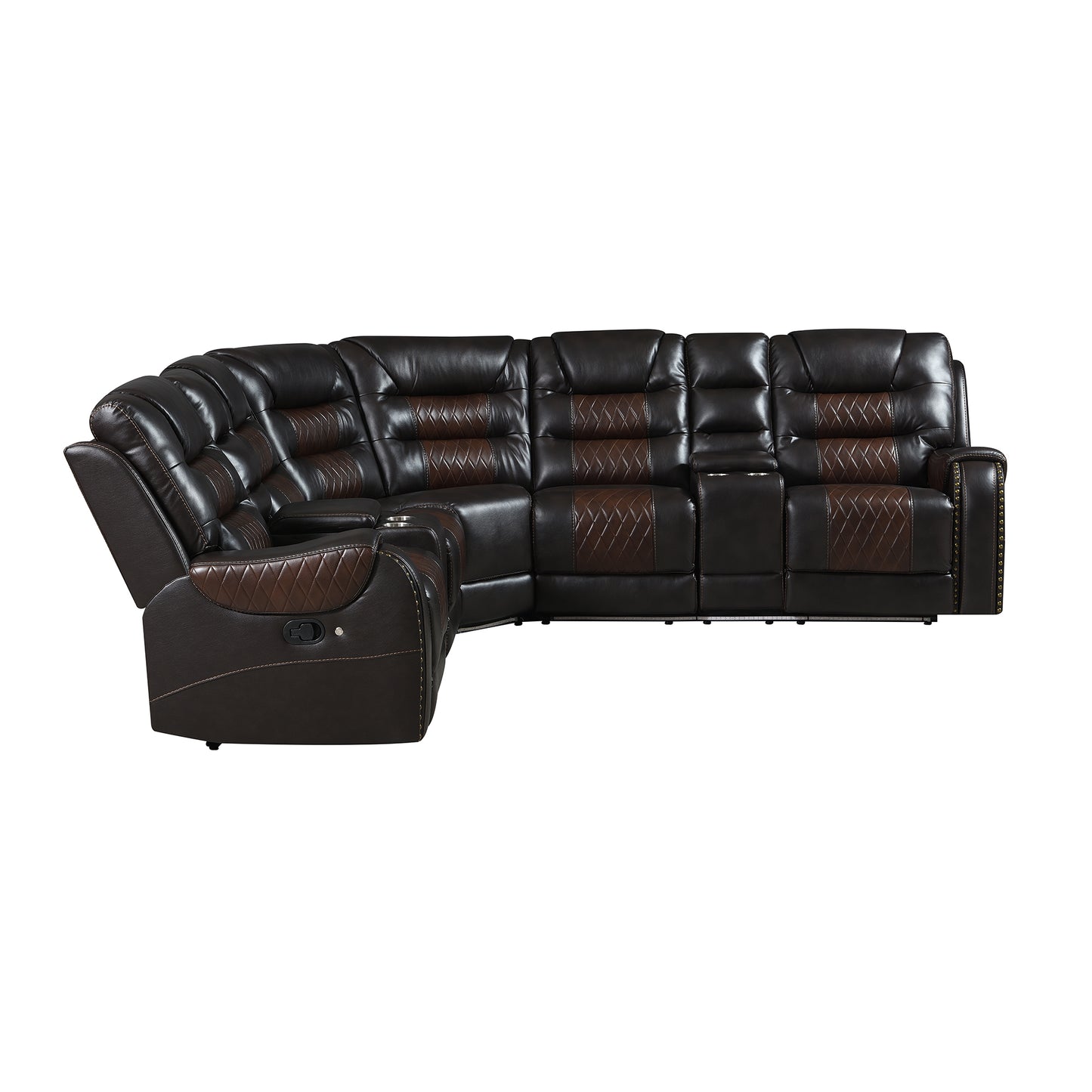 Luxury Reclining Sofa, Corner Sectional Couch Recliner, Brown