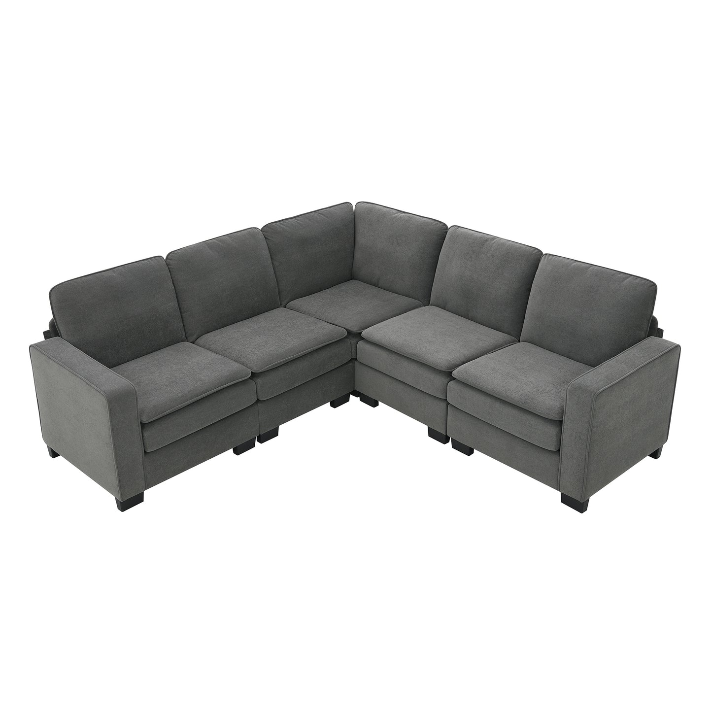 Corner Sectional Sofa, L-Shaped Comfy Couch, Gray