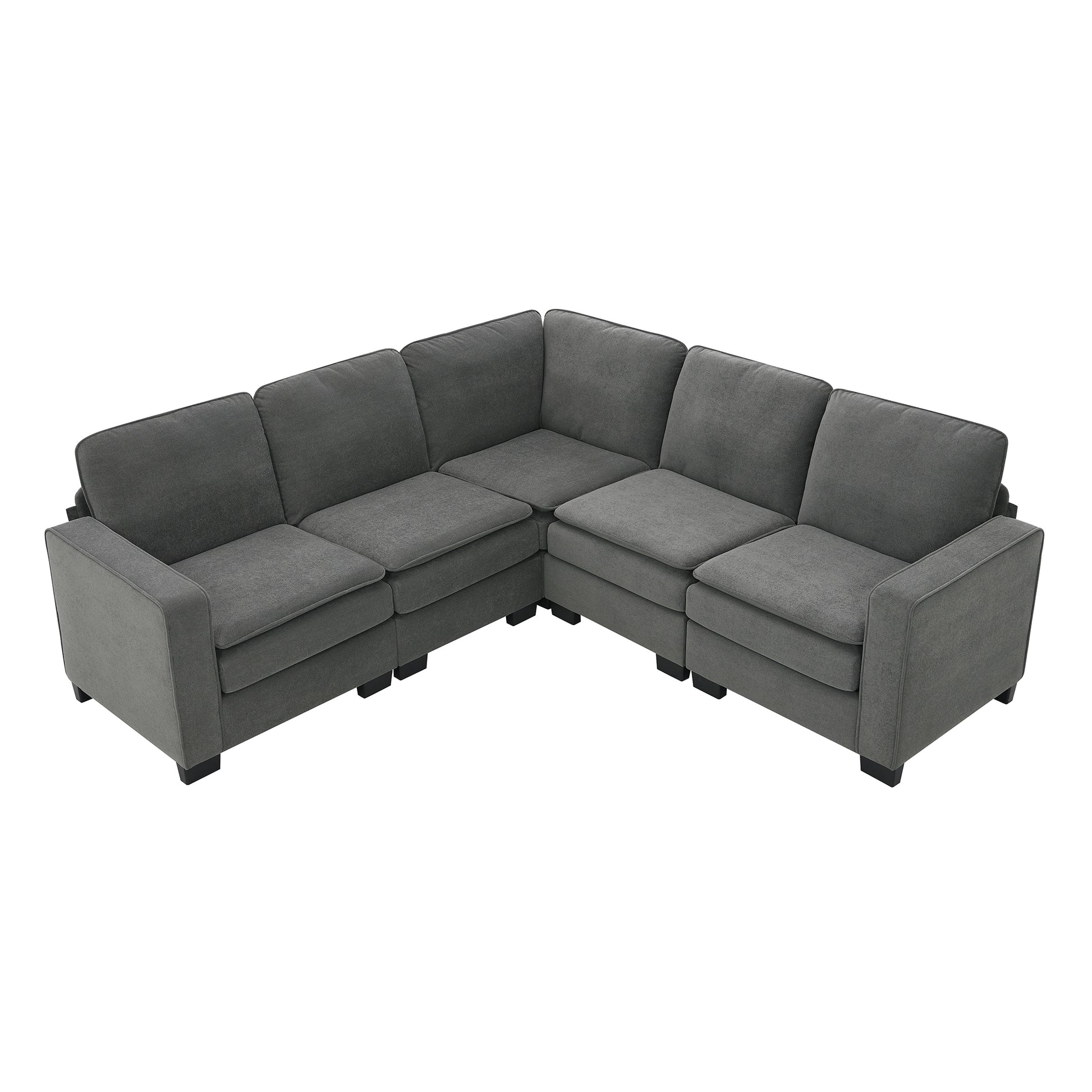 Corner Sectional Sofa, L-Shaped Comfy Couch, Gray