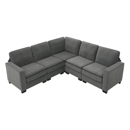 Corner Sectional Sofa, L-Shaped Comfy Couch, Gray