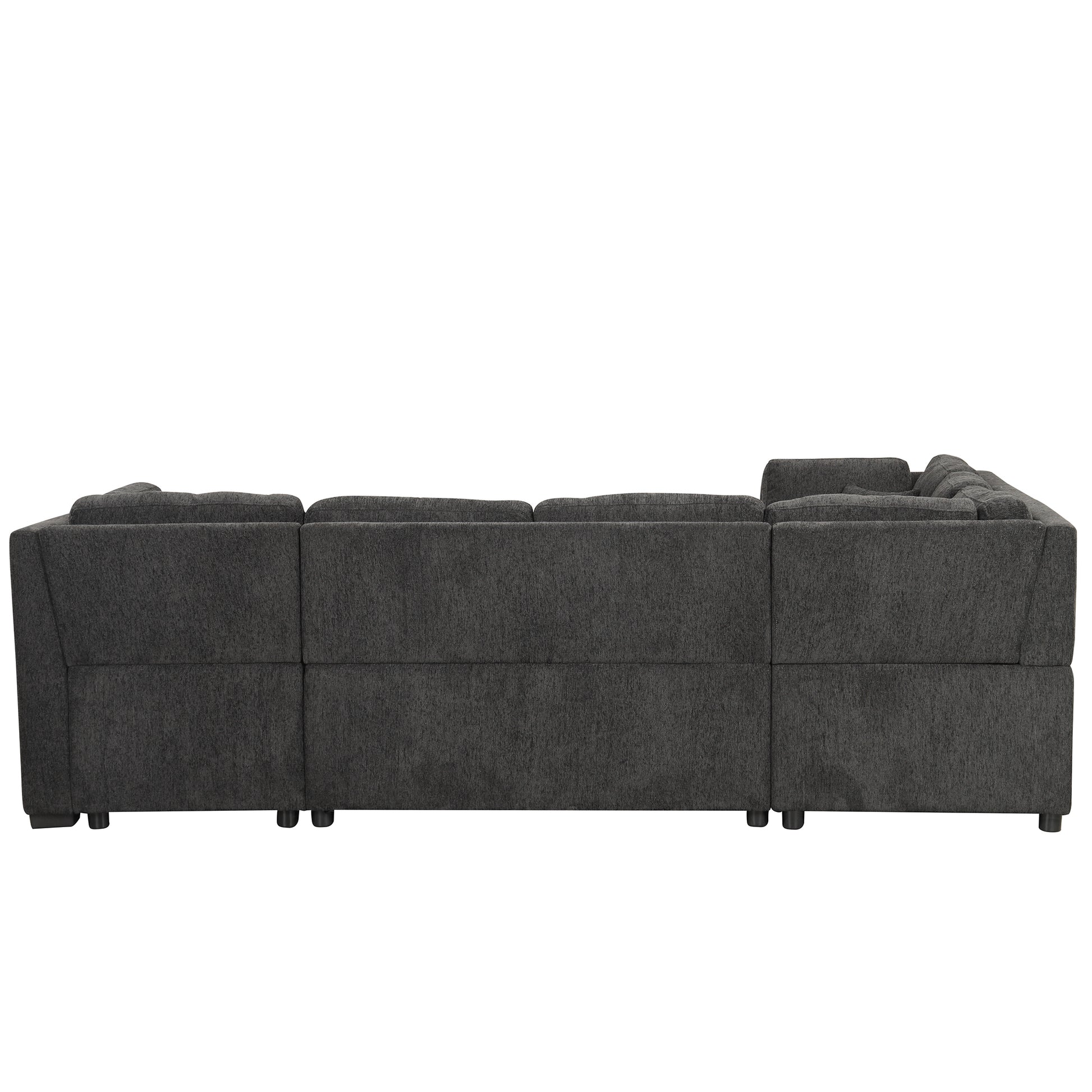 Louie Sectional Sleeper Sofa, Couch with Chaise and Storage - Black