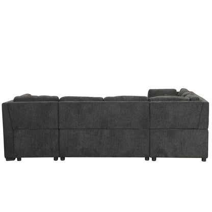 Louie Sectional Sleeper Sofa, Couch with Chaise and Storage - Black