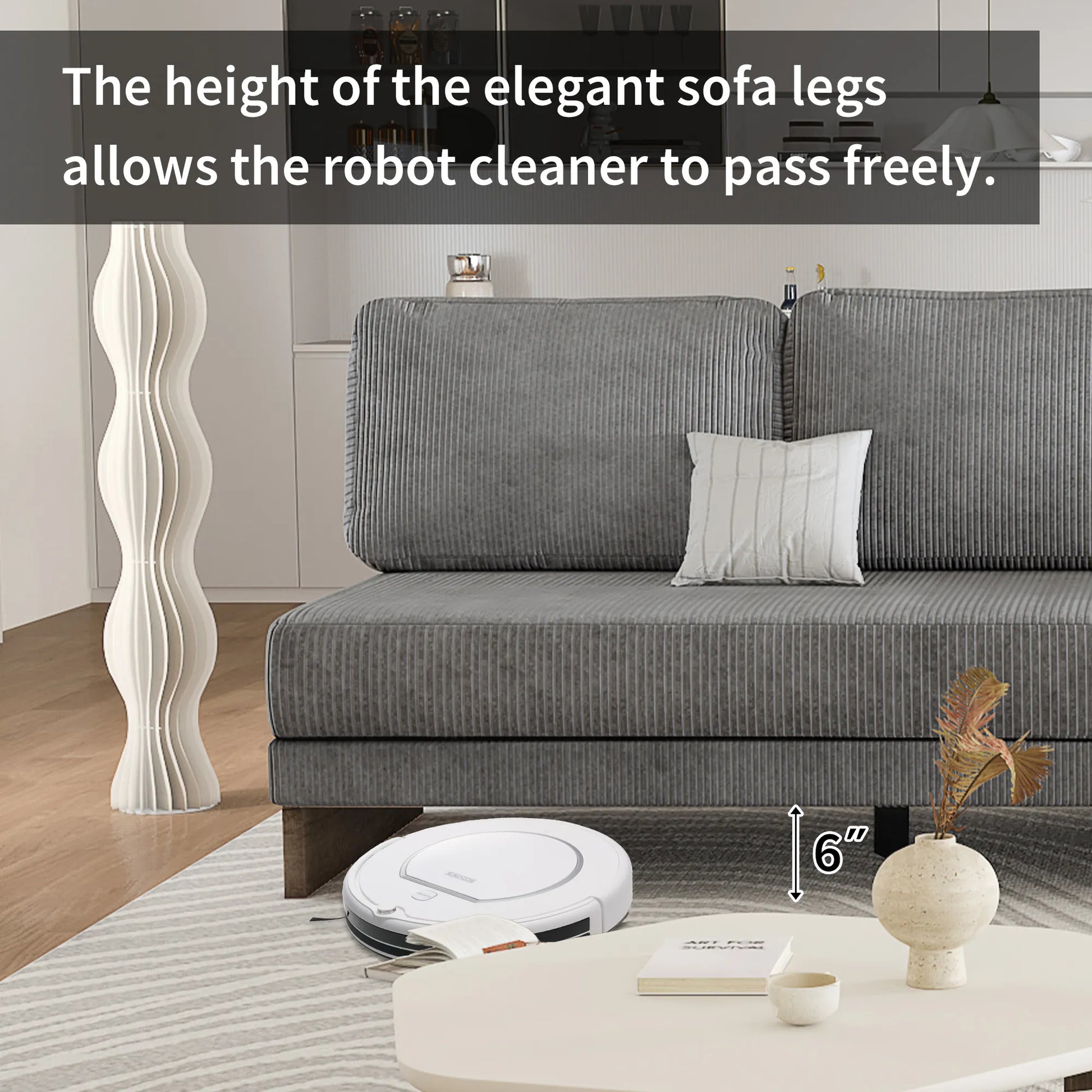 Corduroy Couch, Modern L Shaped Sectional Sofa with Reversible Chaise, Gray