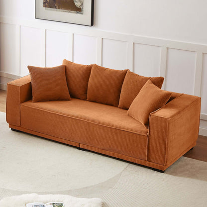 Louie Modern Corduroy Sofa, 3-Seater Couch for Living Room, Bedroom, Apartment - Orange