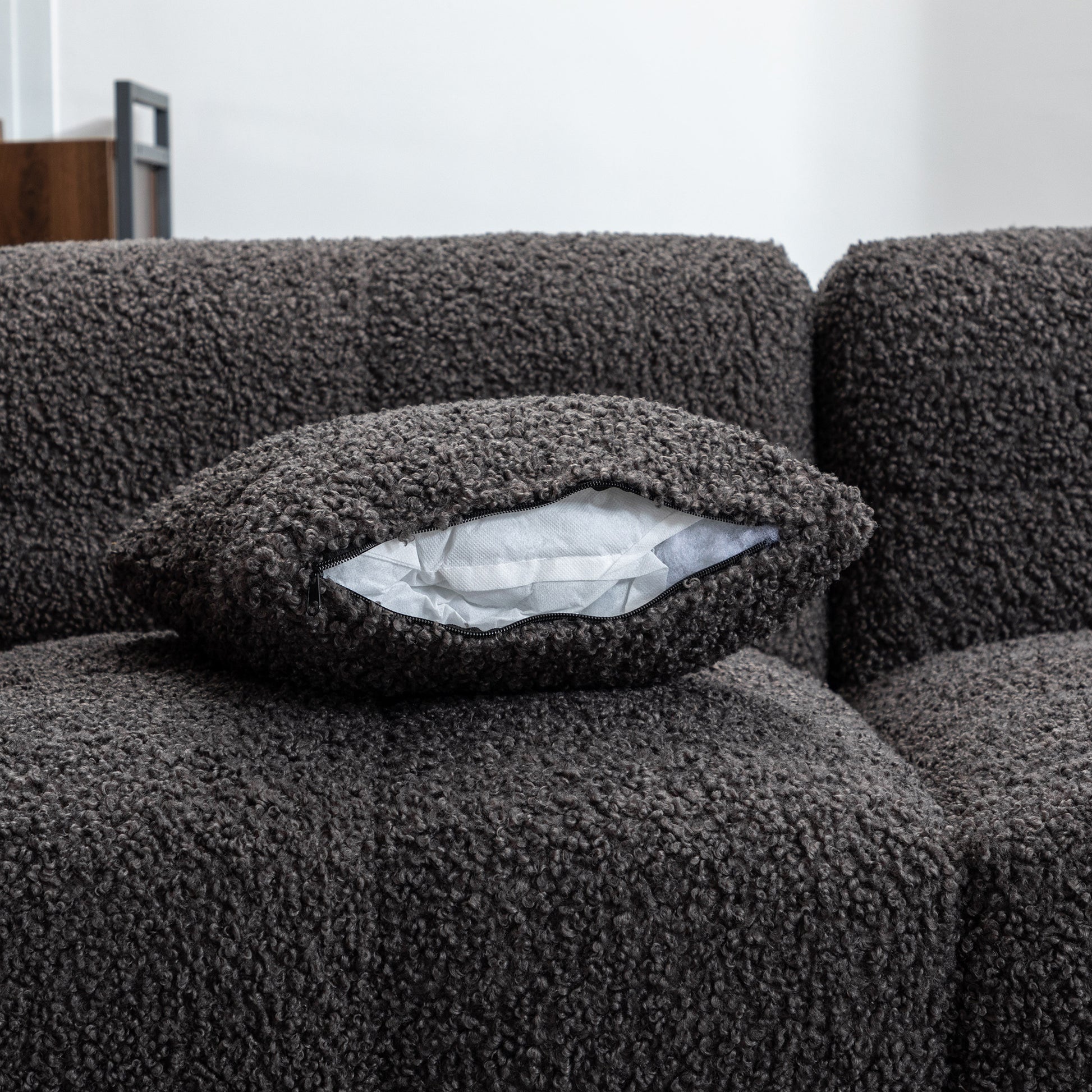Small Couch, Sectional with Ottoman - Gray