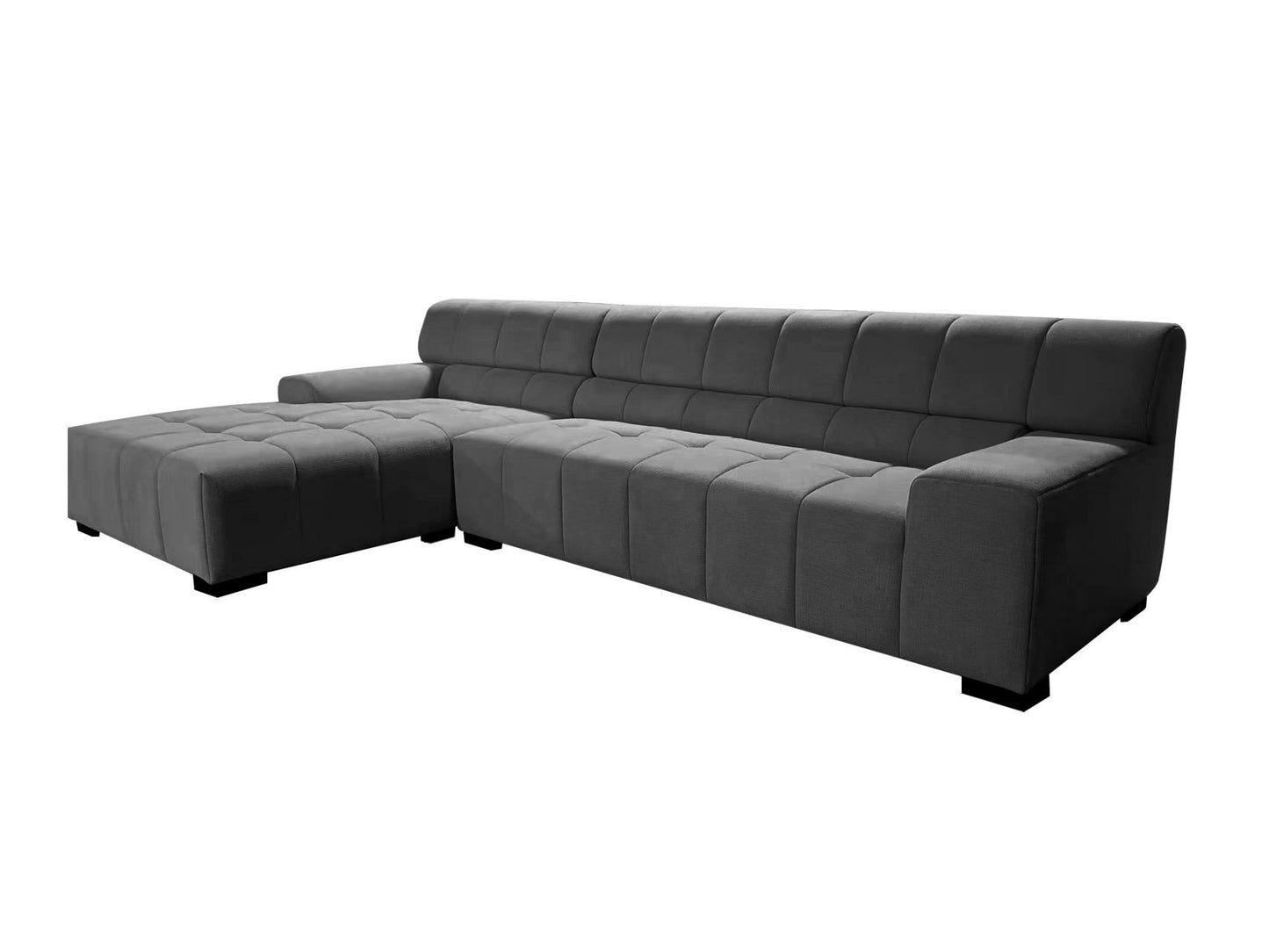 Large Sectional Couch, Sofa with Chaise Lounge - Gray