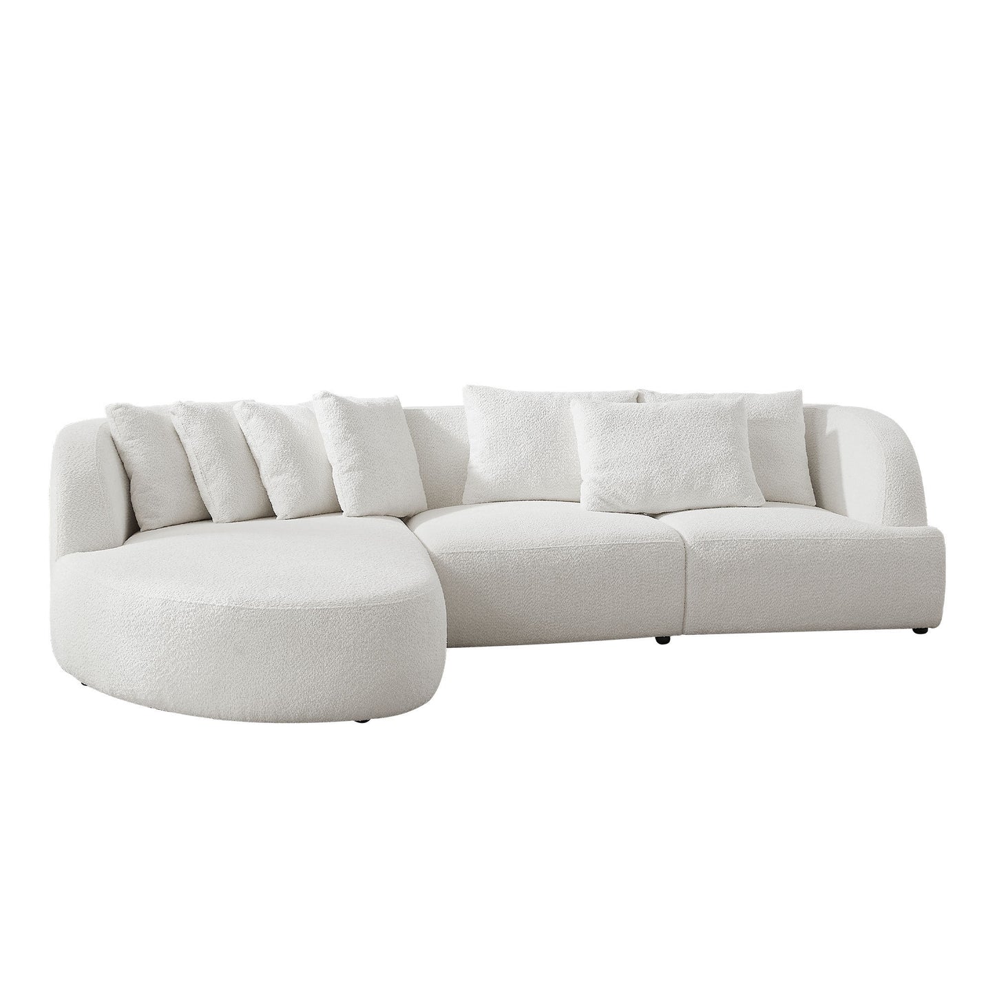 Deep Seat Couch with Chaise Lounge, Curved Corner Sectional, Beige