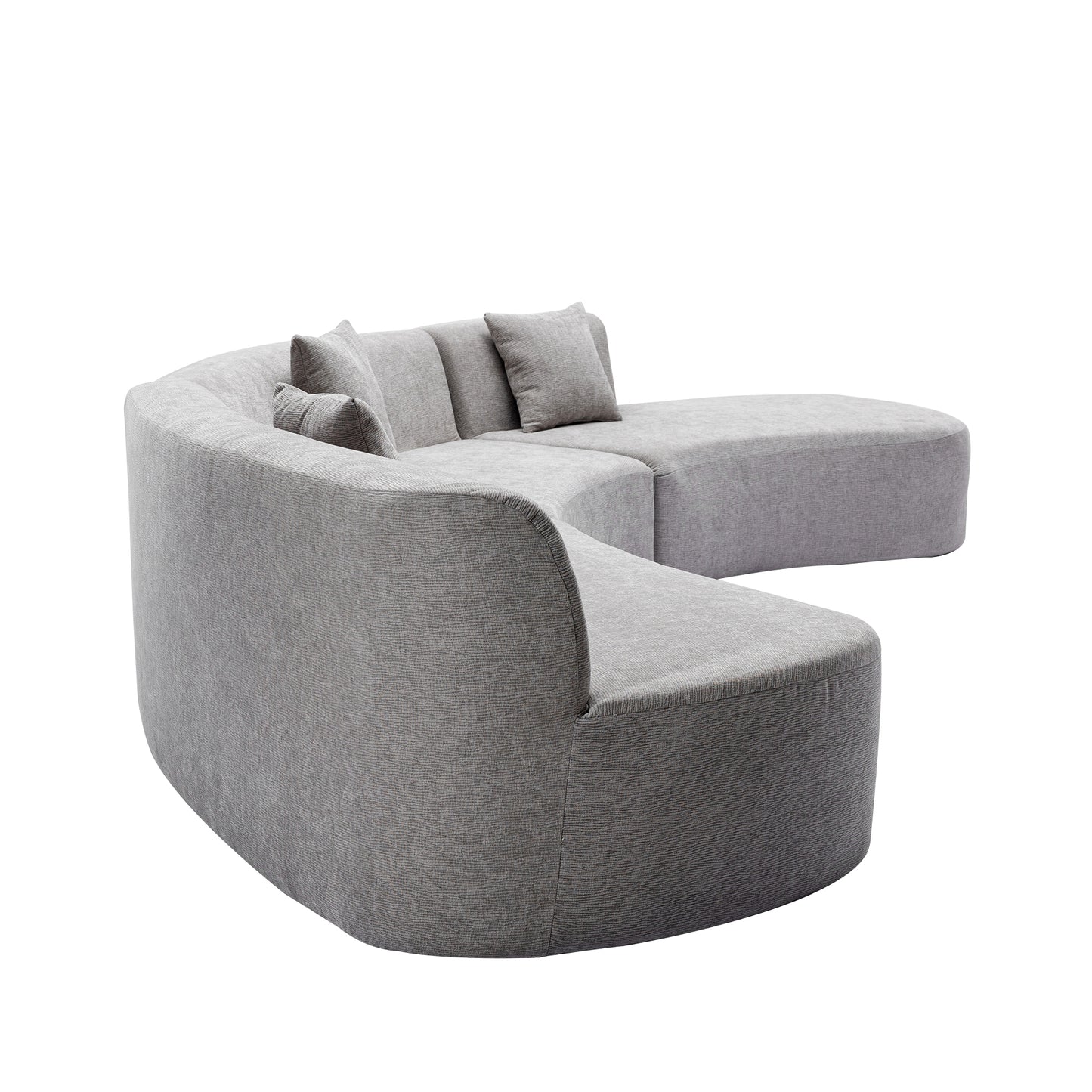 Curved Sofa, Modern Large Sectional Couch - Gray
