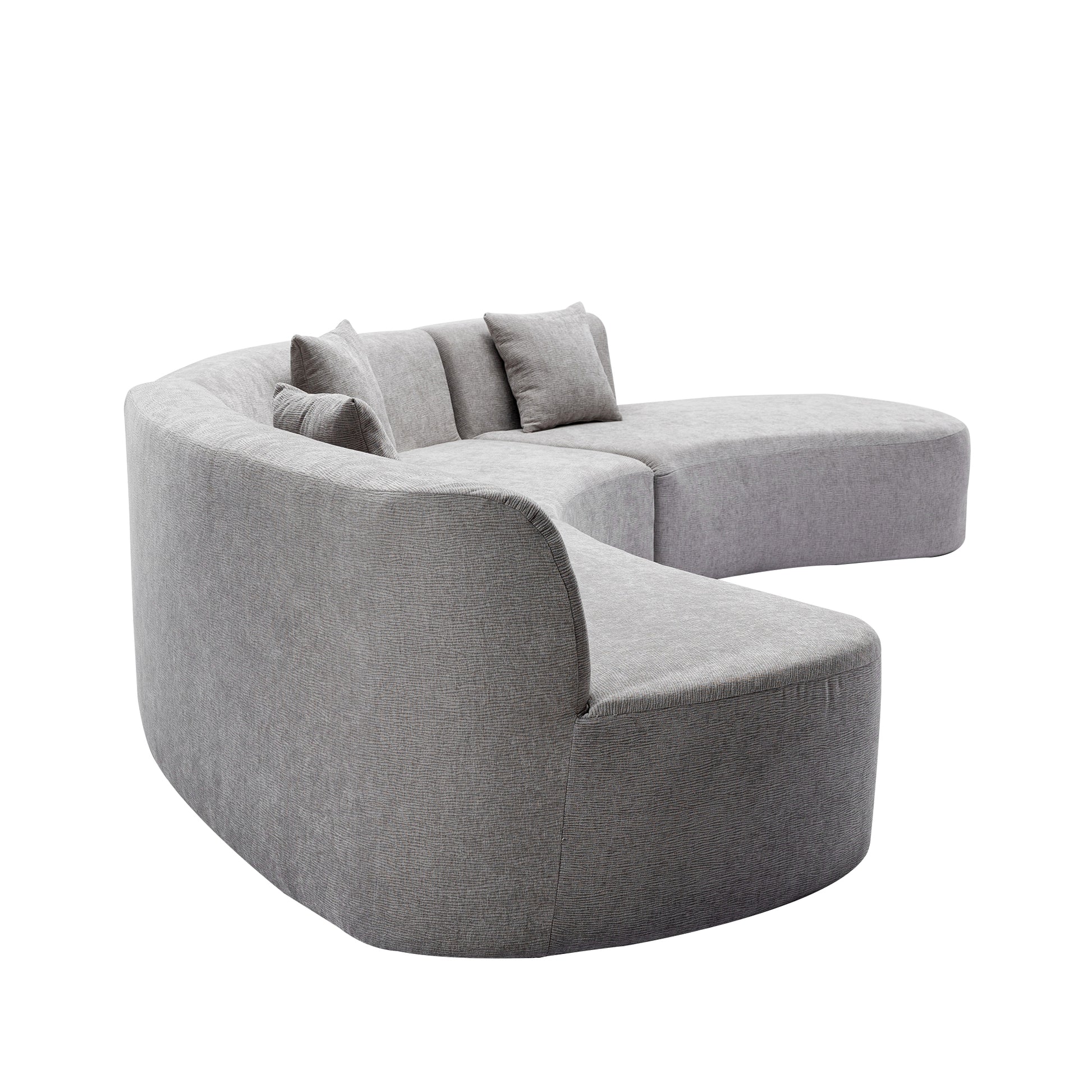 Curved Sofa, Modern Large Sectional Couch - Gray